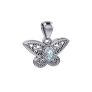 Life's colorful transformation ~ 14K White Gold Jewelry Butterfly Pendant with Gemstone WPD3685
