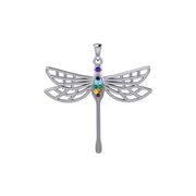 Lovely Spiritual Chakra Dragonfly 14K White Gold Pendant WPD4214