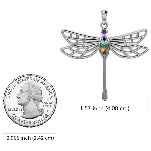 Lovely Spiritual Chakra Dragonfly 14K White Gold Pendant WPD4214