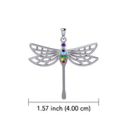 Lovely Spiritual Chakra Dragonfly 14K White Gold Pendant WPD4214