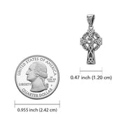 Celtic Cross 14K White Gold Pendant with Heart Gemstone WPD5337