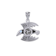 Behind the Mystery of the Mythical Raven 14K White Gold Jewelry Pendant with Gemstone WPD5381