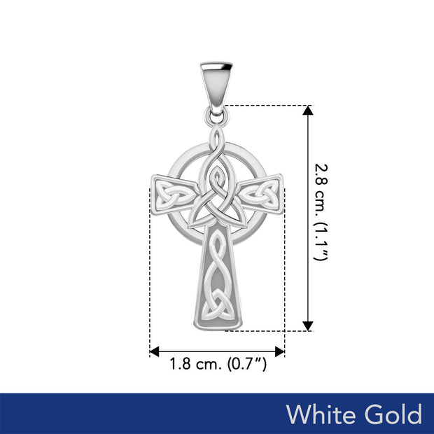 Celtic Cross with Trinity Knot Solid White Gold Pendant WPD5809