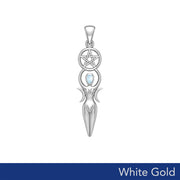 Goddess Solid White Gold Pendant with Gemstone WPD5860
