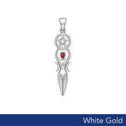 Goddess Solid White Gold Pendant with Gemstone WPD5860