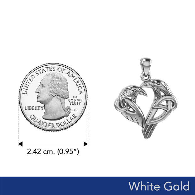 Love of The Mythical Celtic Heart Raven White Gold Jewelry Pendant WPD6025
