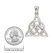Enchantment White Gold Double Hearts Connected with Magic Celtic Triquetra Pendant - WPD6194 by Peter Stone