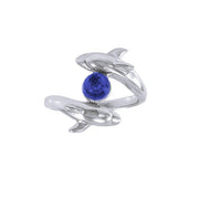 Dolphin and Gemstone Sterling Silver Ring WR201