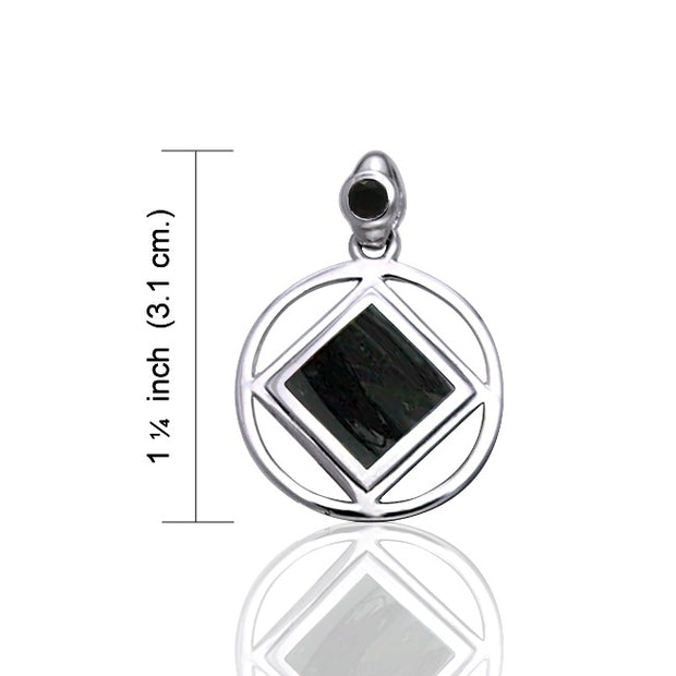 Encircled Square NA Recovery Symbol Silver Pendant TPD168