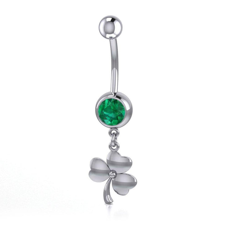 Perfection in three clovers ~ Sterling Silver Jewelry Shamrock Navel Ring BJ067 Body Jewelry