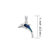 Silver and Paua Shell Dolphin Pendant JP067