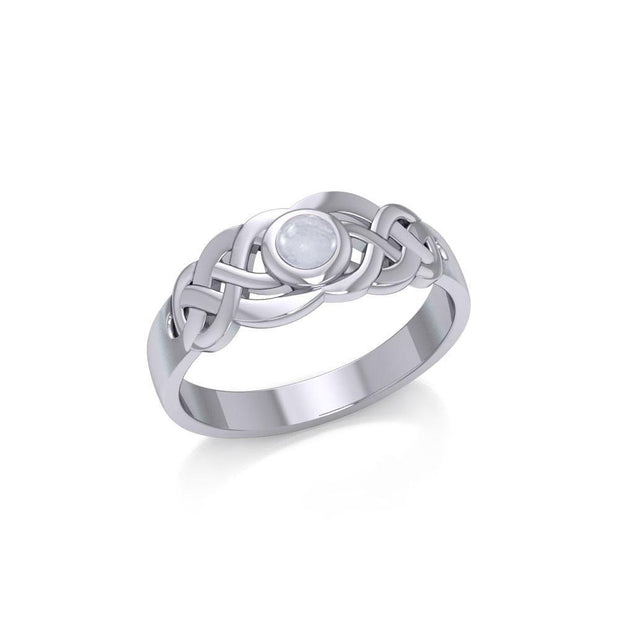 The eternal flow of interconnectedness ~ Sterling Silver Celtic Knotwork Ring with Gemstone JR153