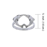 Love Dolphins Silver Ring JR186