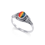 Rainbow / Yin Yang Pride Silver Ring JR207