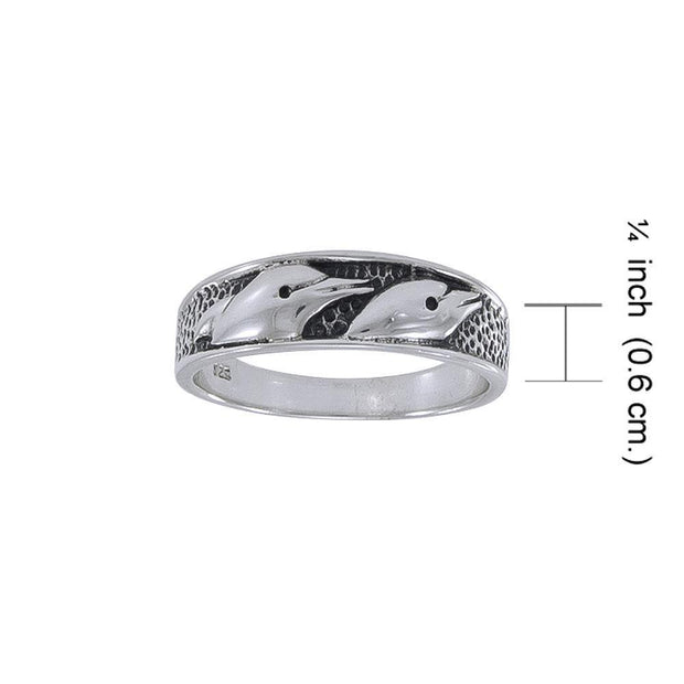 Dolphin Band Silver Ring JR324