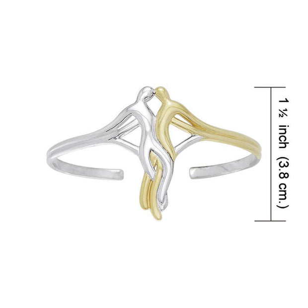 Venus and Mars Silver and Gold Accent Cuff Bangle MBA041