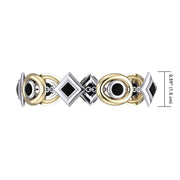 Black Magic Oval & Diamonds Silver & Gold Bracelet MBL092