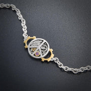 Peace Steampunk Silver and Gold Accent MBL291 Bracelet
