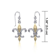 Brilliant symbolism in Fleur-de-Lis ~ Sterling Silver Jewelry Hook Earrings with 14k Gold accent MER117 Earrings
