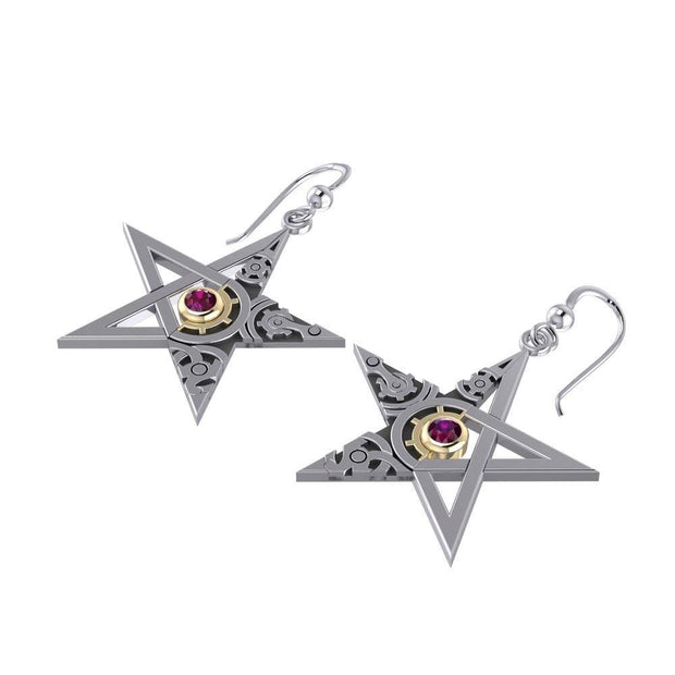 The Star Steampunk Silver and Gold Earrings MER1353
