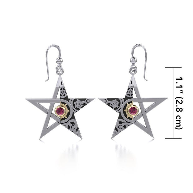 The Star Steampunk Silver and Gold Earrings MER1353