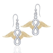 Angel Wings and Infinity Symbol with Gemstone Silver and Gold Earrings MER1665