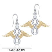 Angel Wings and Infinity Symbol with Gemstone Silver and Gold Earrings MER1665