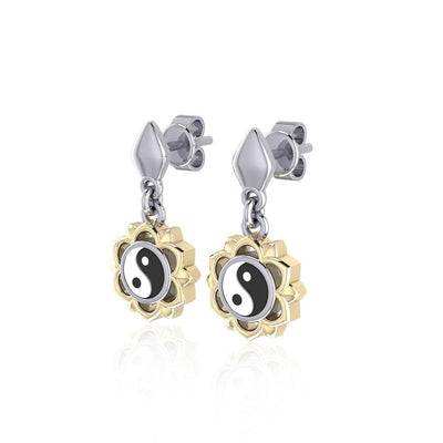 Yin Yang Chakra Silver and Gold Post Earring MER1691-YY Earrings