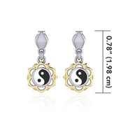 Yin Yang Chakra Silver and Gold Post Earring MER1691-YY Earrings