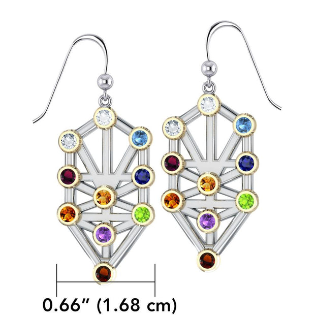 Kabbalah with Chakra Gemstone Silver and Gold Earrings MER1717