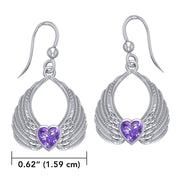 Gemstone Heart Angel Wings Silver and Gold Earrings MER1723