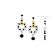 Black Magic Circle & Black Spinel Silver & Gold Earrings MER384