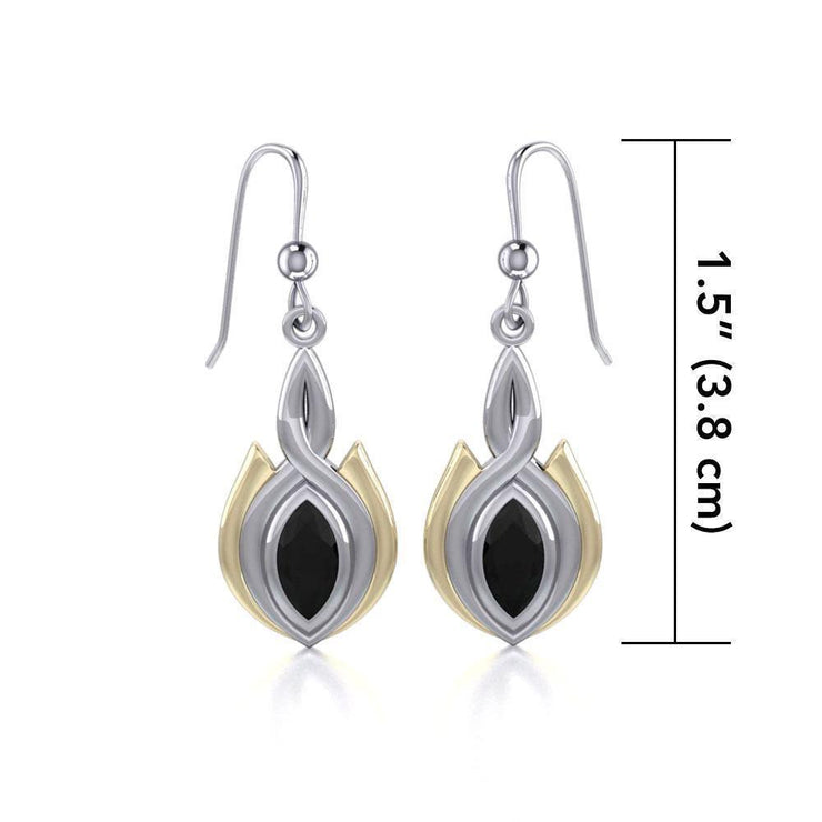 Black Magic Oval Twist Silver & Gold Earrings MER388