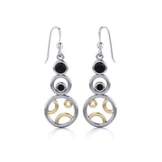 Black Magic Stacked Circle Silver & Gold Earrings MER390