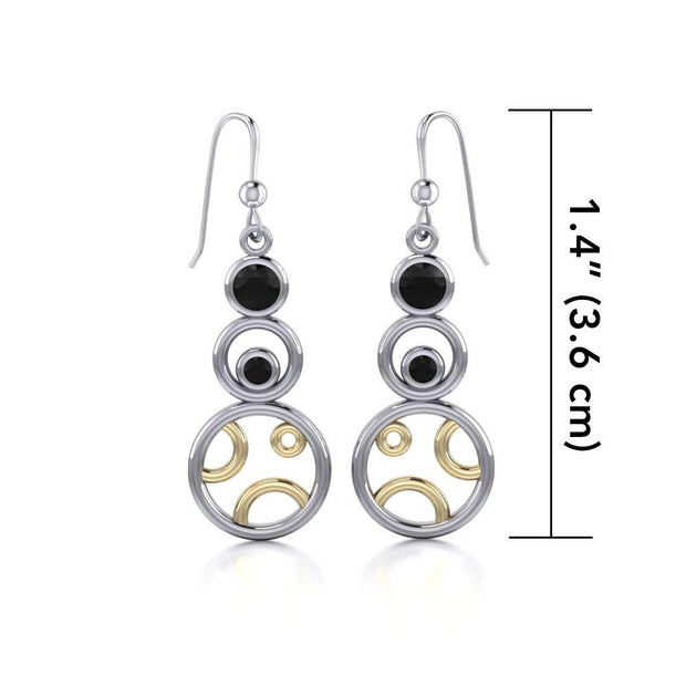 Black Magic Stacked Circle Silver & Gold Earrings MER390