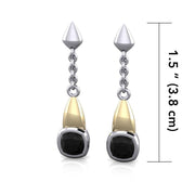 Black Magic Square Silver & Gold Earrings MER402 Earrings