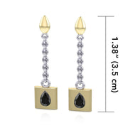 Black Magic Square Silver & Gold Earrings MER403 Earrings