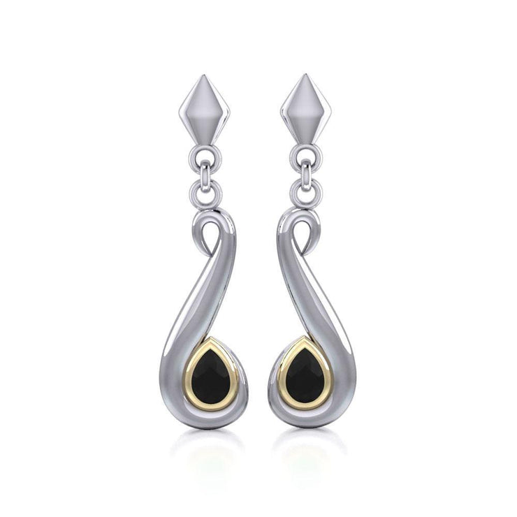 Black Magic Swirl Silver & Gold Earrings MER404