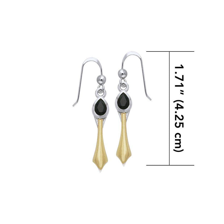 Black Magic Silver & Gold Pendant Earrings MER407