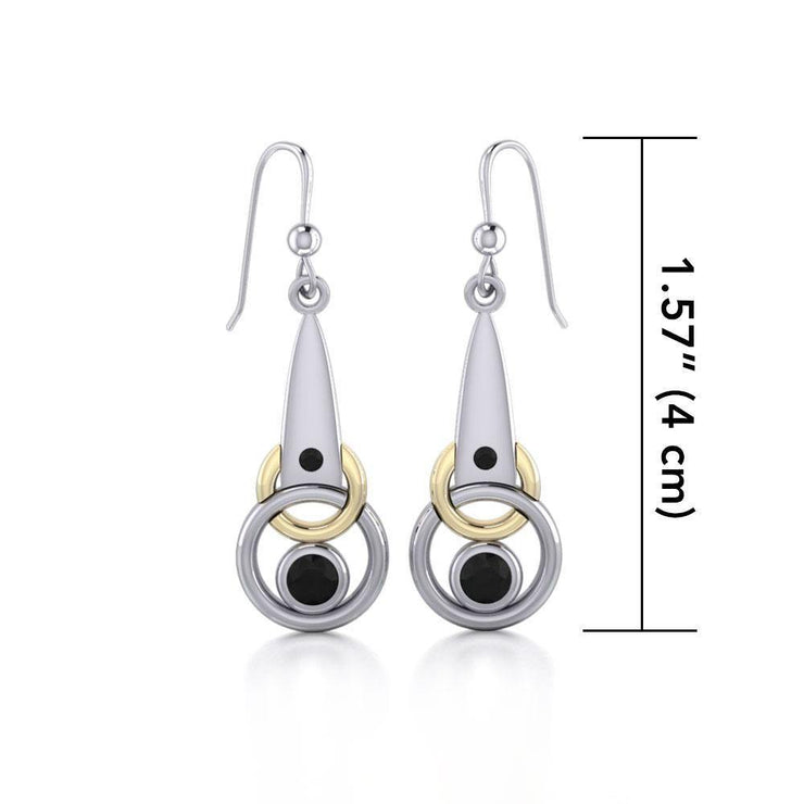 Black Magic Silver & Gold Interlocking Circles Earrings MER410