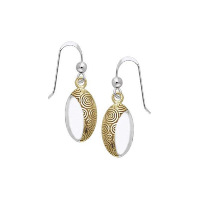A lifetime symbolism of the Goddess Danu ~ Sterling Silver Celtic Knotwork Hook Earrings Jewelry with 14k Gold Accent MER548