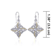 Celtic Four Point Knot Silver and Gold Earrings MER703