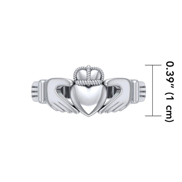 A strong bond of love, friendship, and loyalty ~ Celtic Knotwork Irish Claddagh Sterling Silver Ring MG058/R Ring