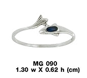 Silver and Synthetic Paua Shell Dolphin Ring MG090