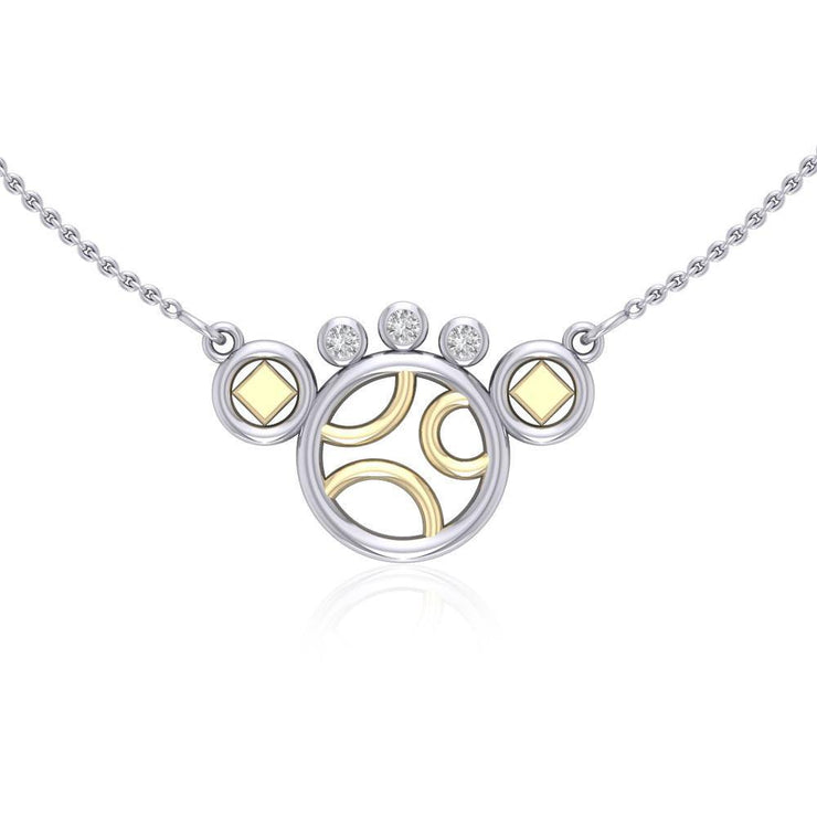 Black Magic Art Deco Silver & Gold Necklace MNC092 Necklace