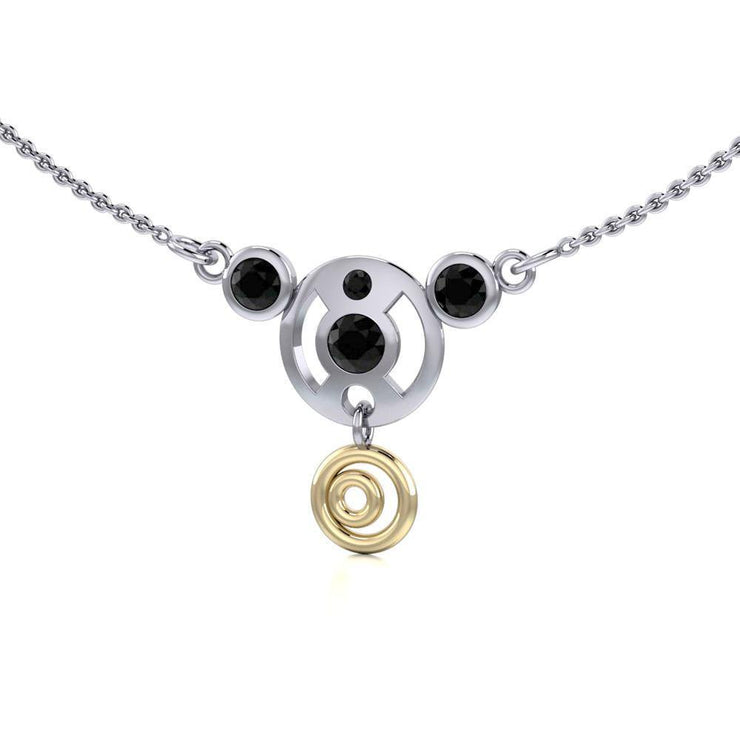Black Magic Art Deco Silver & Gold Necklace MNC093 Necklace