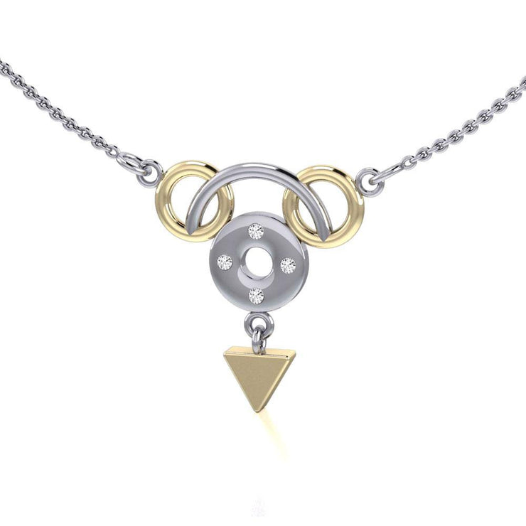 Black Magic Art Deco Silver & Gold Necklace MNC094 Necklace