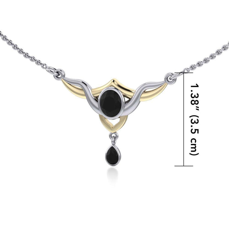 Black Magic Art Deco Triangle Silver & Gold Necklace MNC095