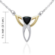 Black Magic Silver & Gold Art Deco Triangle Necklace MNC096