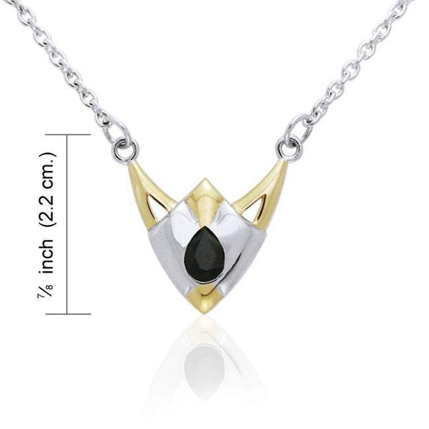 Black Magic Art Deco Triangle Silver & Gold Necklace MNC097